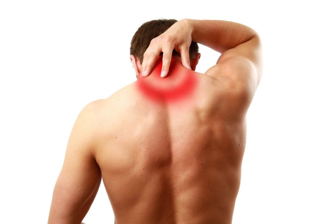 Cervical osteochondrosis is the result of overloading and weakening of the elasticity of the neck muscles. 